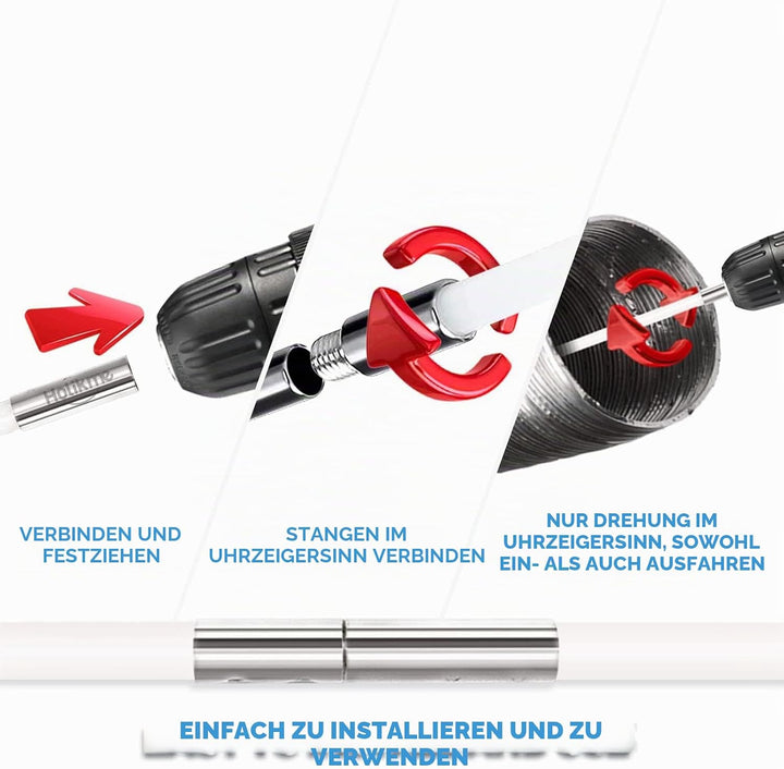 Kaminbürste Stange Set, Durchmesser 150mm, Kaminbürste enthält 9 Flexible Stangen 410mm und 2 Bürste