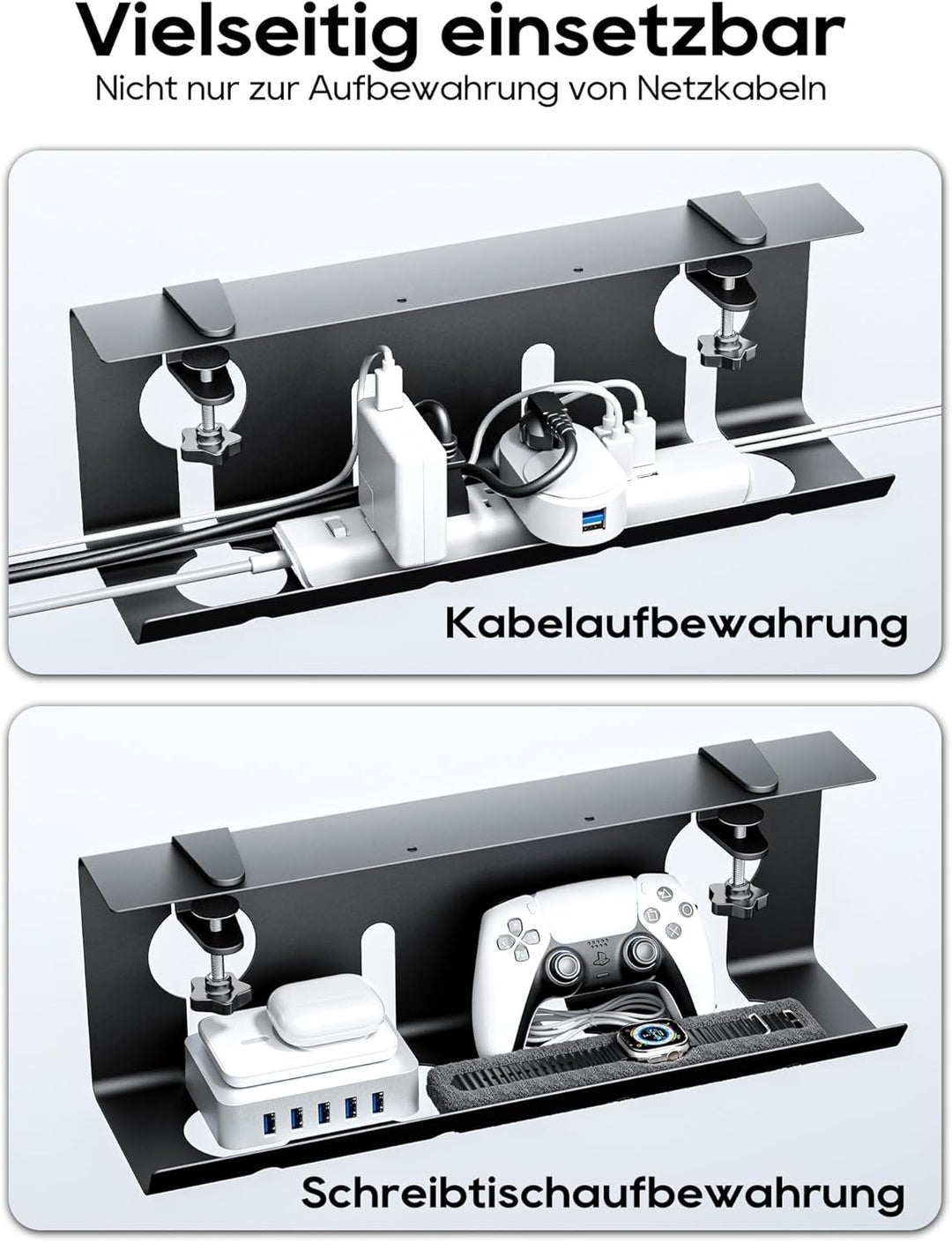 NODOCA Kabelmanagement unter dem Schreibtisch, Ohne Bohren Untertisch Kabelmanagement, Kabelkanal Sc