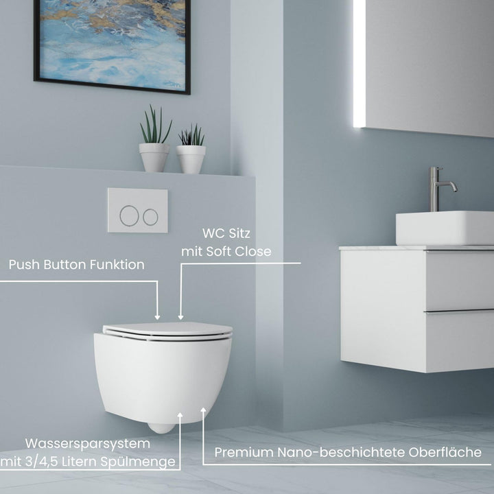 Whirlflush Hänge-WC Soho 3.0 Weiss Glanz | Spülrandlos für Hygiene &amp; Leichte Reinigung | Tornado-Spü