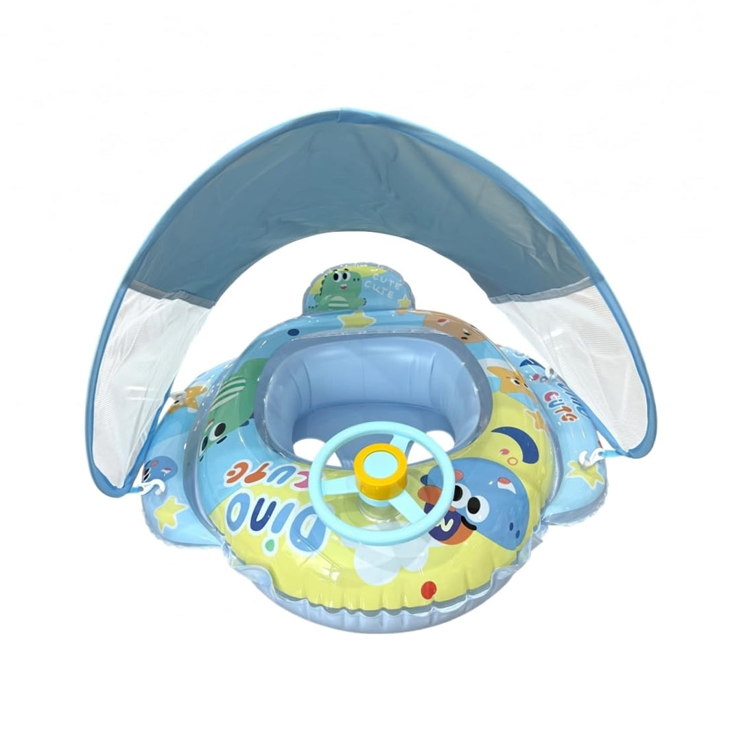 Babyschwimmkörper mit Baldachin, Babyschwimmkörper mit Lenkrad und Cartoon-Dinosaurier, PVC-Schwimmk