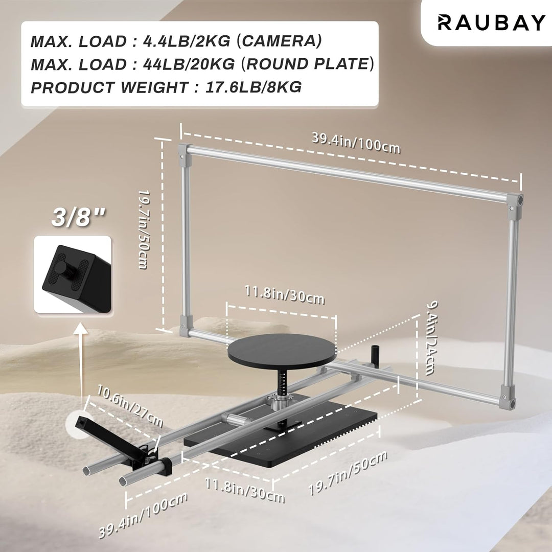 RAUBAY 360-Grad-Spinner (Lite-Version), professioneller Fotografie-Drehteller, Foto-Video-Plattform,