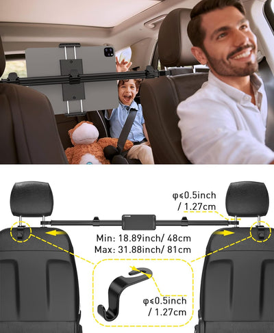 TRYONE Tablet Halterung Auto Mitte, Tablet Kopfstützenhalter - Universal verstellbare KFZ Tablet Hal