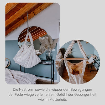 HOBEA-Germany Federwiege für Babys Babyfederwiege Babyhängematte Hängewiege Komplettset (grau) Feder