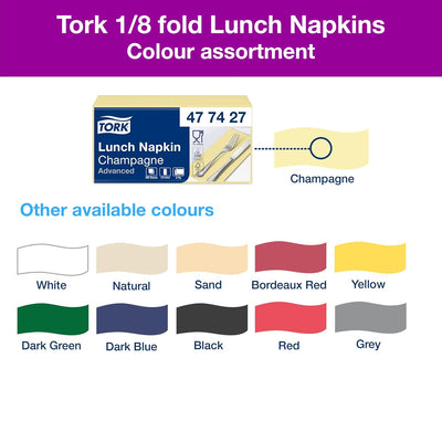 Tork 477427 champagnerfarbene Lunchservietten 1/8 gefaltet / 2-lagige Papierservietten für Snacks &