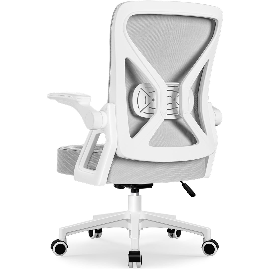 Bürostuhl Ergonomisch, Schreibtischstuhl mit Hochklappbaren Armlehnen, Einstellbarer Lendenstütze, H