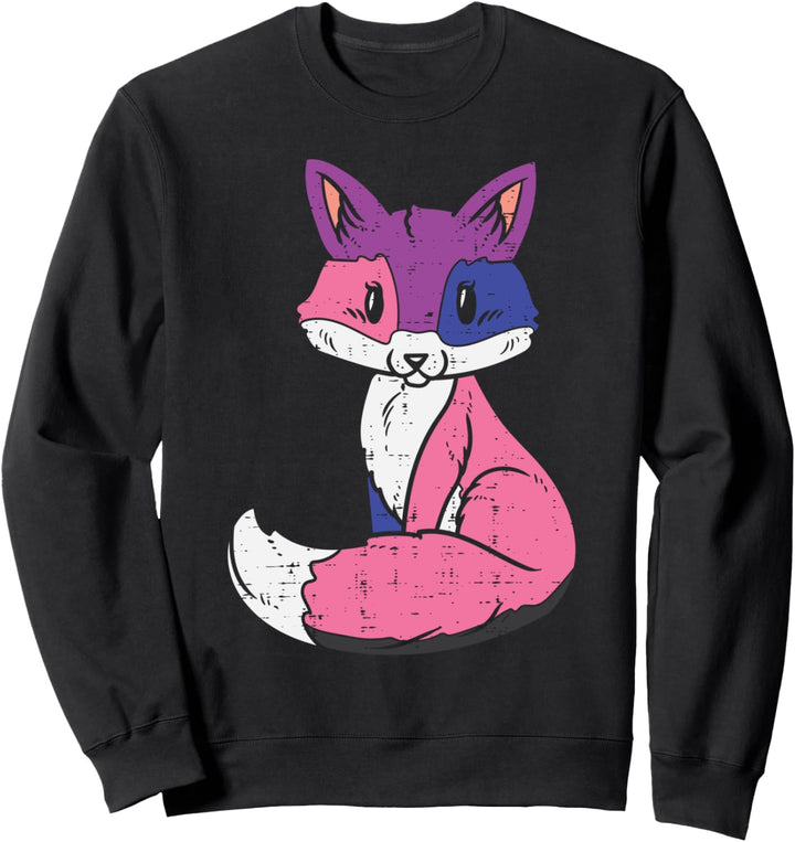 Fox Animal LGBTQ Genderfluid Flag Non-Binary Men Women Sweatshirt
