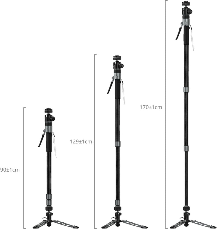 SMALLRIG 63" Tragbares Reisestativ für iPhone und Kamera, 160cm Carbonfaser-Videostativ mit Kompakte