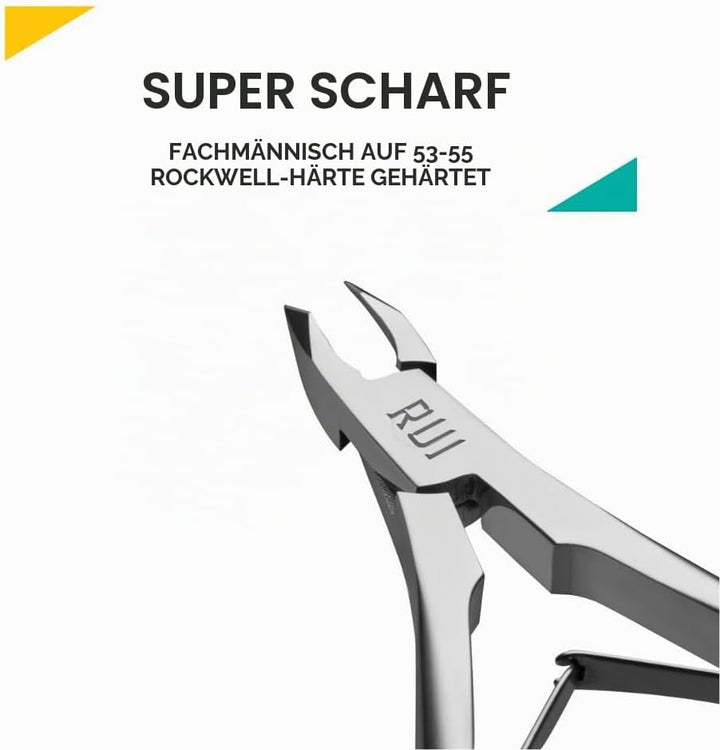 Rui Smiths Nagelhautzange, Profi-Edelstahl, Japanischer Griff, Mirror Finish, Doppelfeder, 5 mm Back