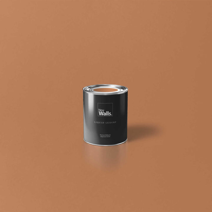 New Walls Premium Wandfarbe Orange, Kupfer Liquid Luxury Dispersionsfarbe für Innenräume – 1 L 1000