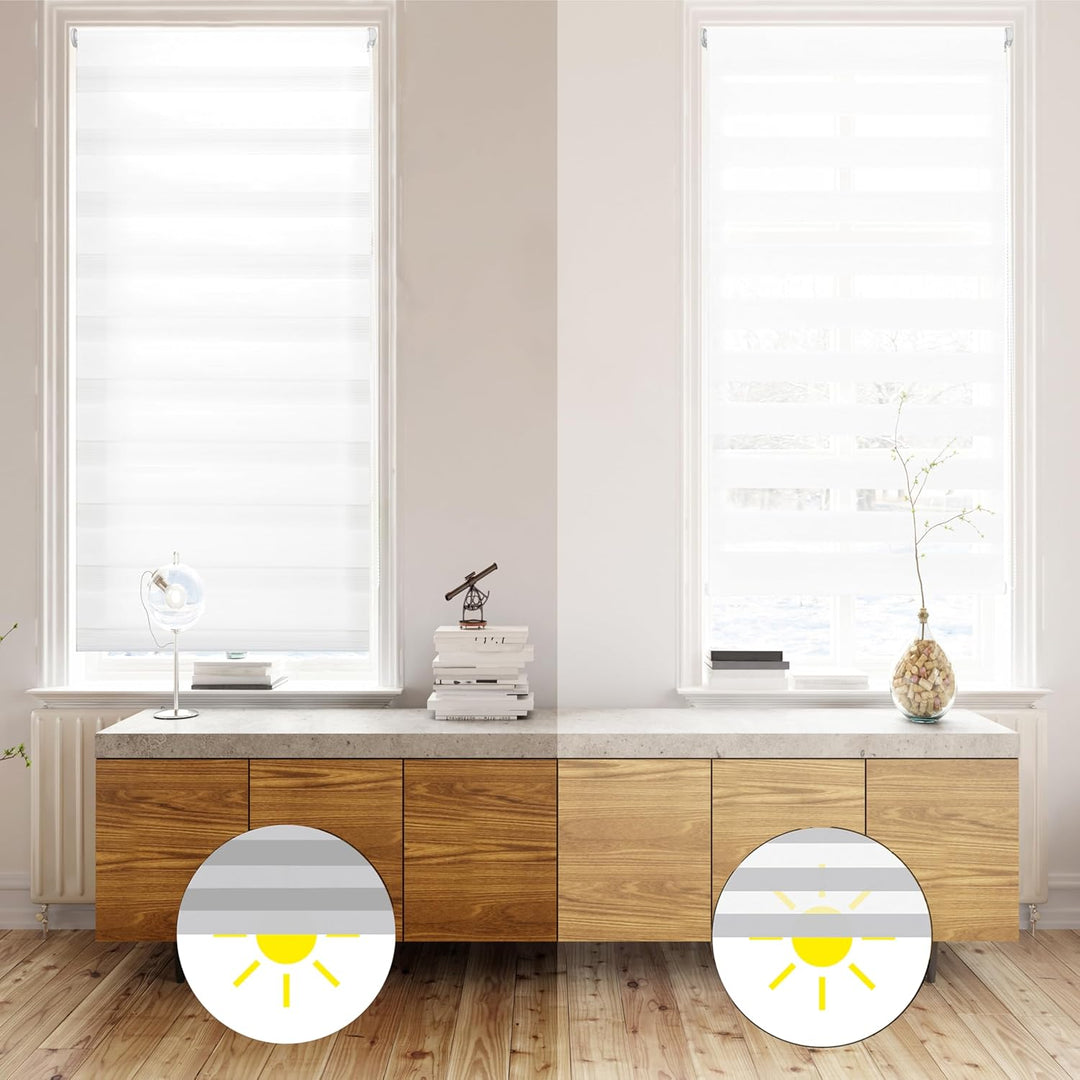 Blindecor - Indus doppelrollo klemmfix ohne bohren - duo rollo klemmfix Weiss - 130 x 130 cm(Breite