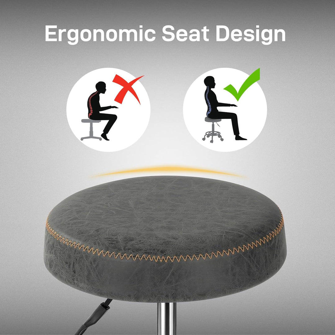 Ergonomischer Rollhocker mit Rückenlehne Arbeitshocker Drehhocker Rollhocker 360° drehbar Höhenverst