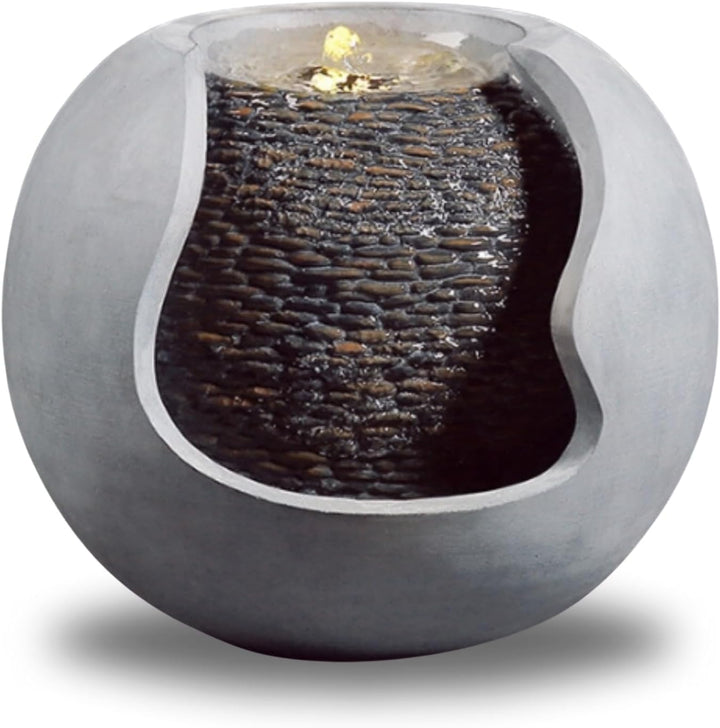 Moderne Innen- und Aussenbrunnen weisse LED, grosse Dekorationsbrunnengarten Terrasse Wohnzimmer, Ge