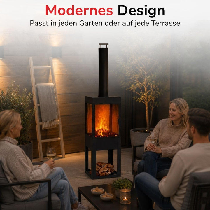 BBQ Collection Terrassenofen mit Schornstein - Gartenkamin mit Funkenschutz - Feuerstelle für den Ga