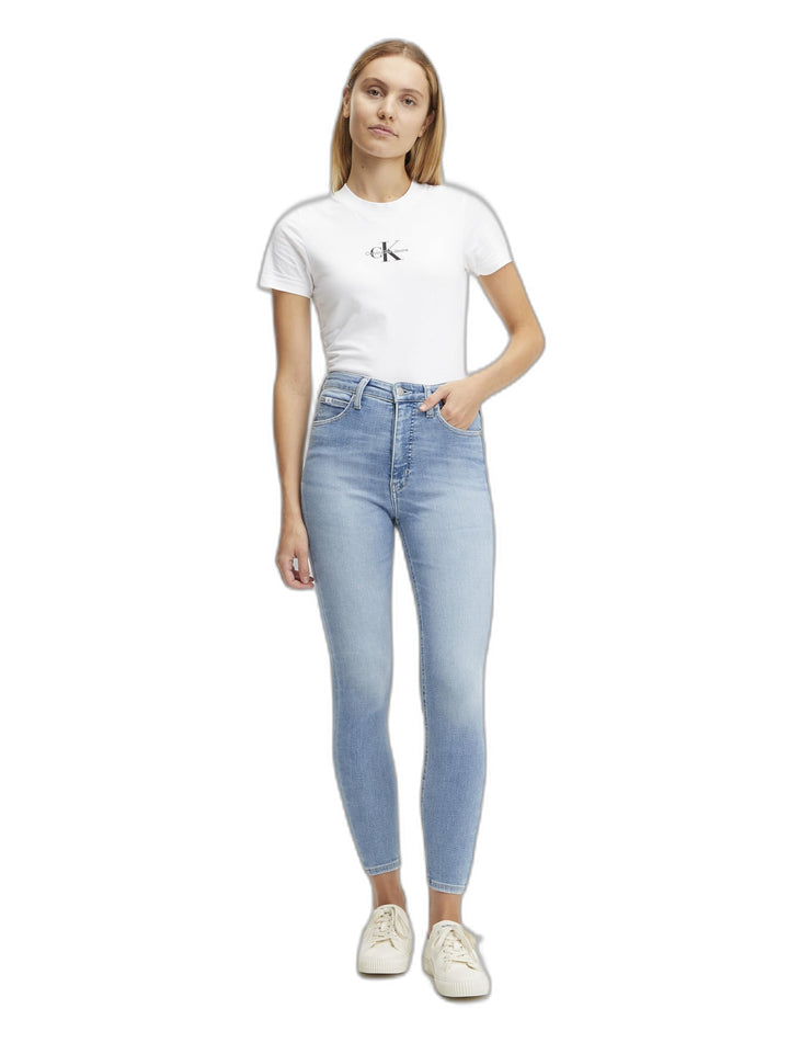 Calvin Klein Jeans Damen Hohe Taille, Super Skinny Knöchel Hose 32 Denim Light, 32 Denim Light