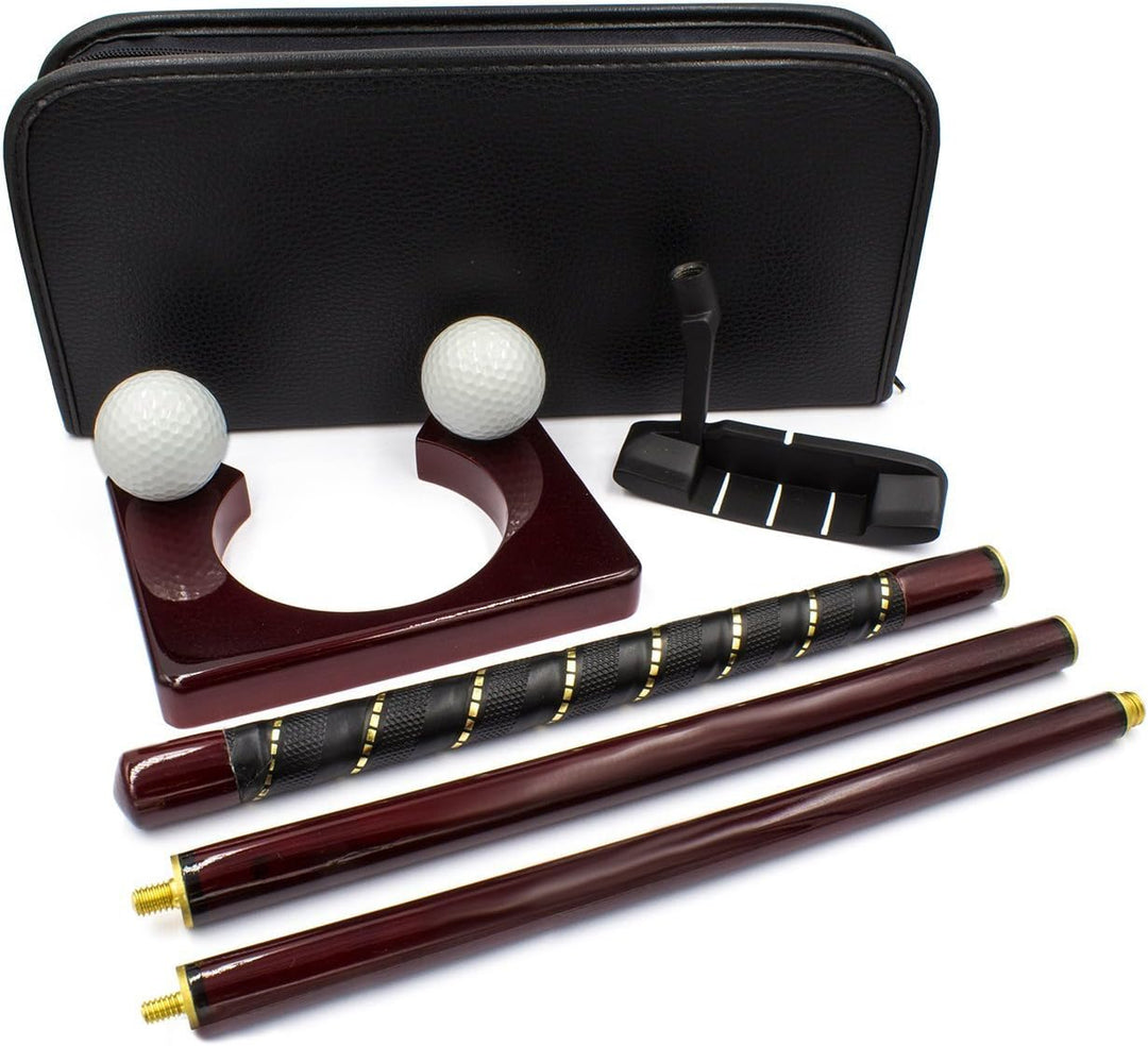 Posma PG020WD tragbares Golf-Putter-Set aus Holz mit 1 Holz-Putter, 2 Golfbällen, Putting-Becher für