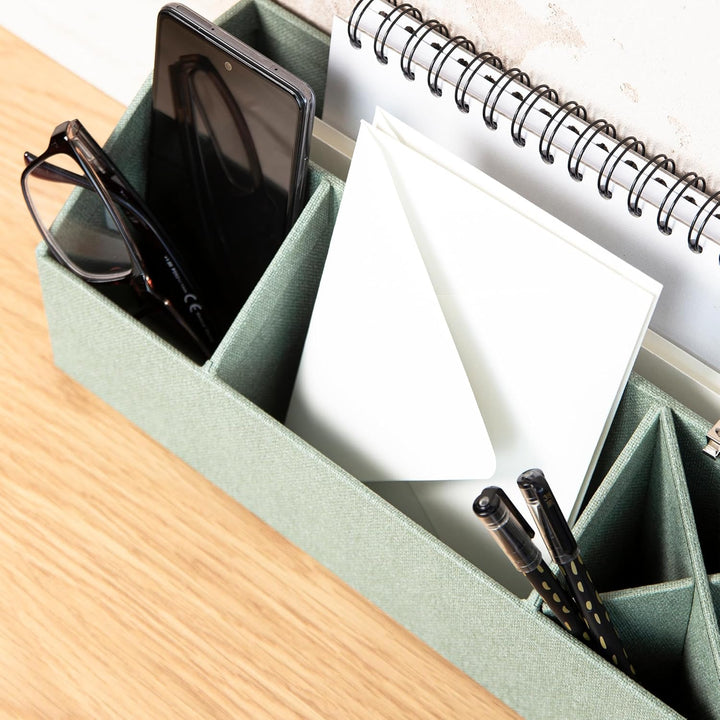 BIGSO ELISA Schreibtisch Organizer – Aufbewahrungsbox mit 4 Fächern – Schreibtischablage für Zettel,