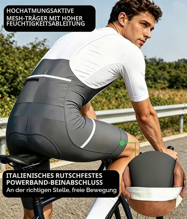 CEROTIPOLAR Radhosen für Herren, Lange Polsterung, Fahrrad-Bib-Shorts UPF50+ S Gray, S Gray