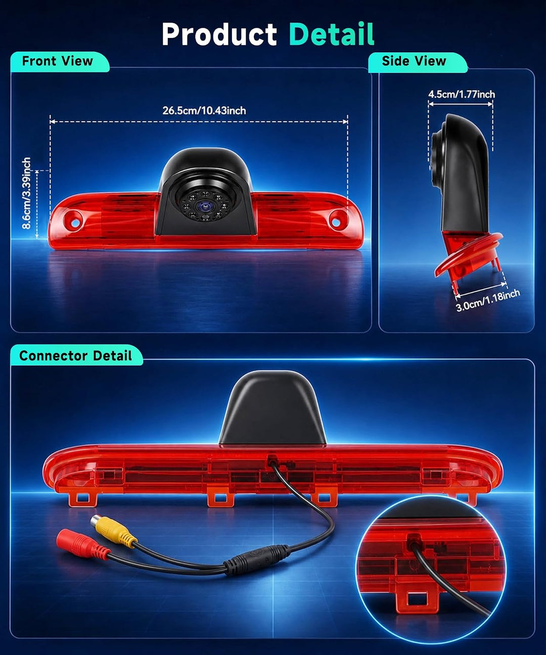 Hodozzy Rückfahrkamera für FIAT Ducato 2006-2018/Peugeot Boxer 2006-2018, Auto-Kamera für Dritte Bre