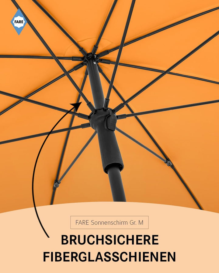 FARE Sonnenschirm Gr. M - 180 cm Durchmesser - UV-Schutz 50+ für Balkon Garten Terrasse Sommer - Tit