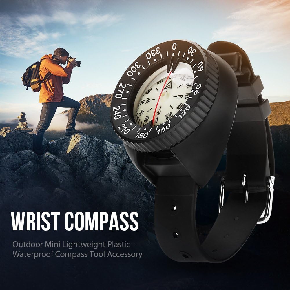 Dilwe Handgelenk Kompass, Wasserdicht Tauchkompass Scuba Tauch Kompass Outdoor Kompass für Survival,