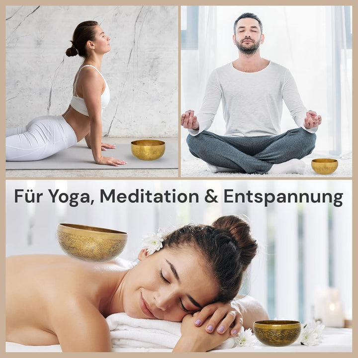 Tibetische Klangschale Blume des Lebens für Yoga, Meditation und Entspannung, Ø 20 cm, 1.100 Gramm,