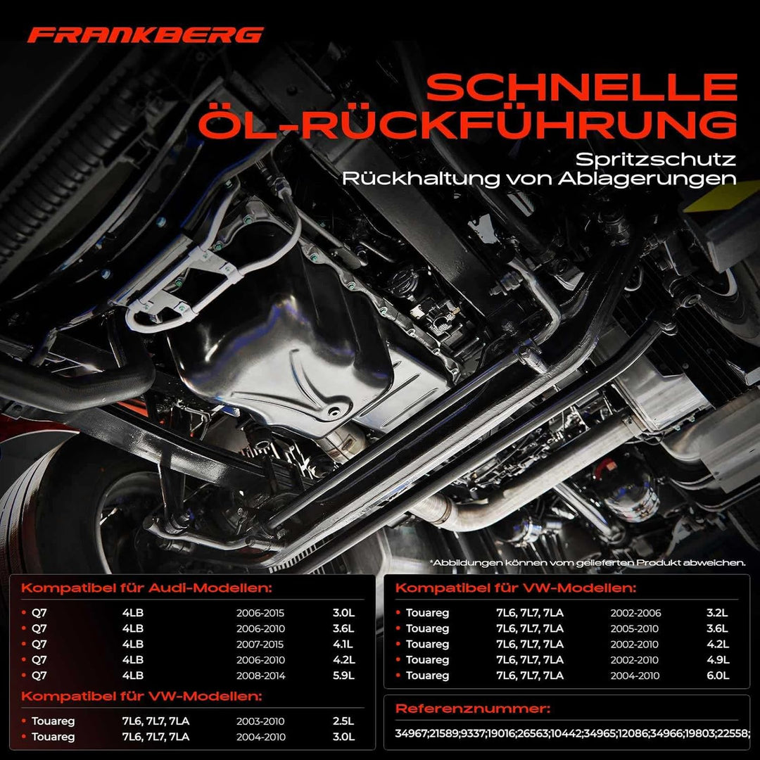 Frankberg Ölwanne Kompatibel mit Q7 4LB T-o-u-a-r-e-g 7L6 7L7 7LA 3.0L-6.0L SUV 2002-2015 09D321361