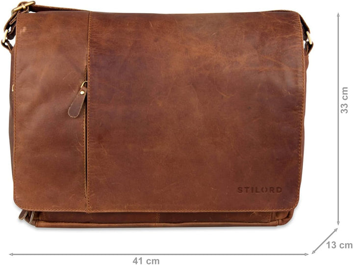 STILORD Vintage Umhängetasche Leder gross für Herren Damen 15.6 Zoll Laptoptasche Unitasche Bürotasc