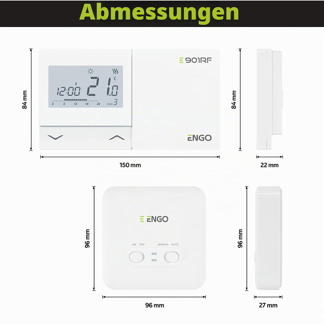 ENGO E901RF Wireless Thermostat 7 Tage Programmierbar Zentralheizungsregler Gas Öl Kombi Boiler Ther