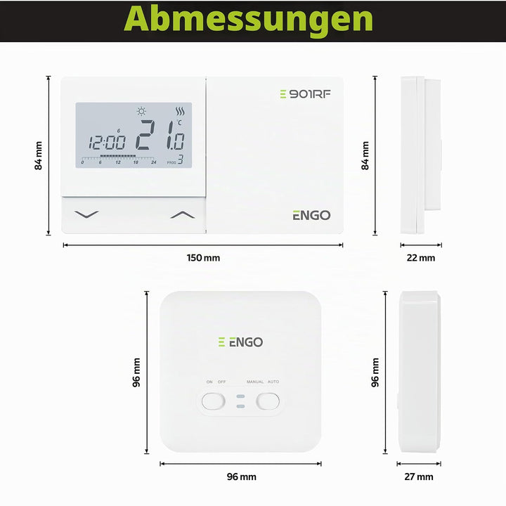 ENGO E901RF Wireless Thermostat 7 Tage Programmierbar Zentralheizungsregler Gas Öl Kombi Boiler Ther