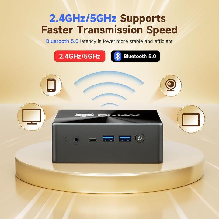 BMAX Mini PC Intel Core i5-12600H(12C/16T,bis zu 4.5GHz) 24GB LPDDR5 512GB NVMe SSD Wi11 Pro|Micro D