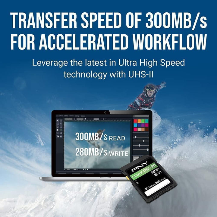 PNY 256GB X-PRO 90 Class 10 U3 V90 UHS-II SD Flash Memory Card 256GB UHS-II EliteX-PRO 90, 256GB UHS