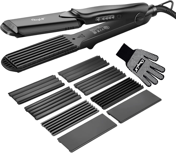 CkeyiN Multifunktions-Haarglätter, 4-in-1, zum Glätten/Locken, Keramik, Temperatur einstellbar von 1