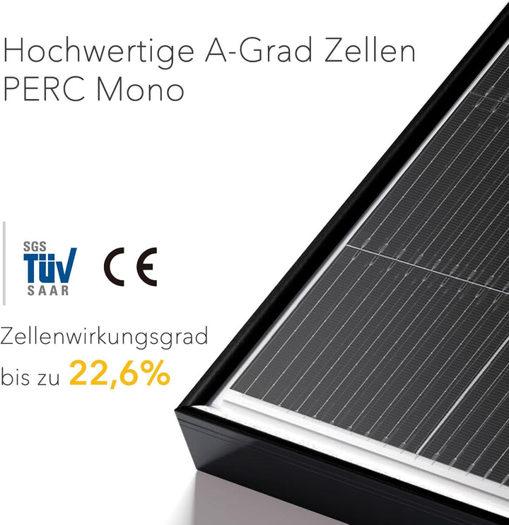 enjoy solar® 200W 12V Monokristallines Solarmodul, PERC 9BB - Solarpanel ideal für Wohnmobil, Balkon