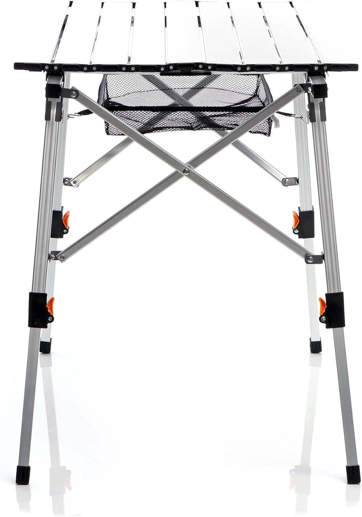 Wiltec Faltbarer Campingtisch 90x53 cm höhenverstellbar Klapptisch aus Aluminium max. 30kg mit aufro