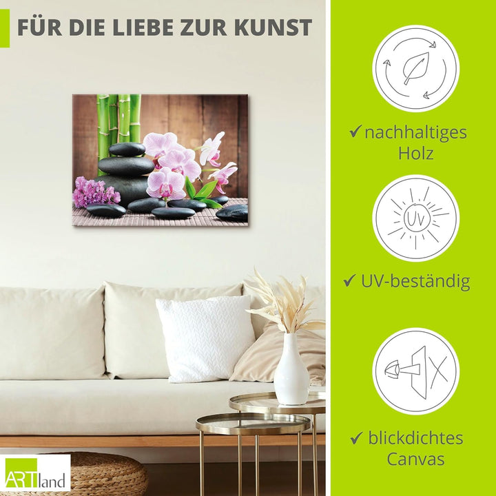 Artland Leinwandbild Wandbild Bild auf Leinwand 60x45 cm Wanddeko Zen Asien Asiatisch Wellness Spa B