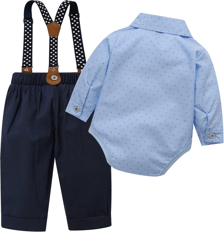 HeMa Island Baby Jungen Bekleidungssets Anzug Kleid Strampler hosenträger Fliege Krawatte Anzug Gent