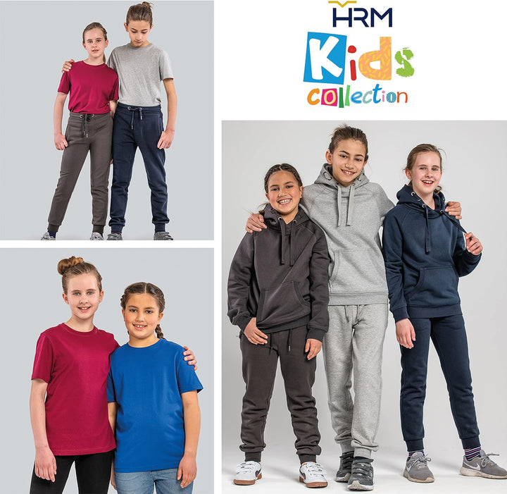 HRM Unisex Kid‘s Premium Raglan Hoody, dunkelgrau I Fair Trade Hoodie Kinder mit Kapuze, 320 g/m² I