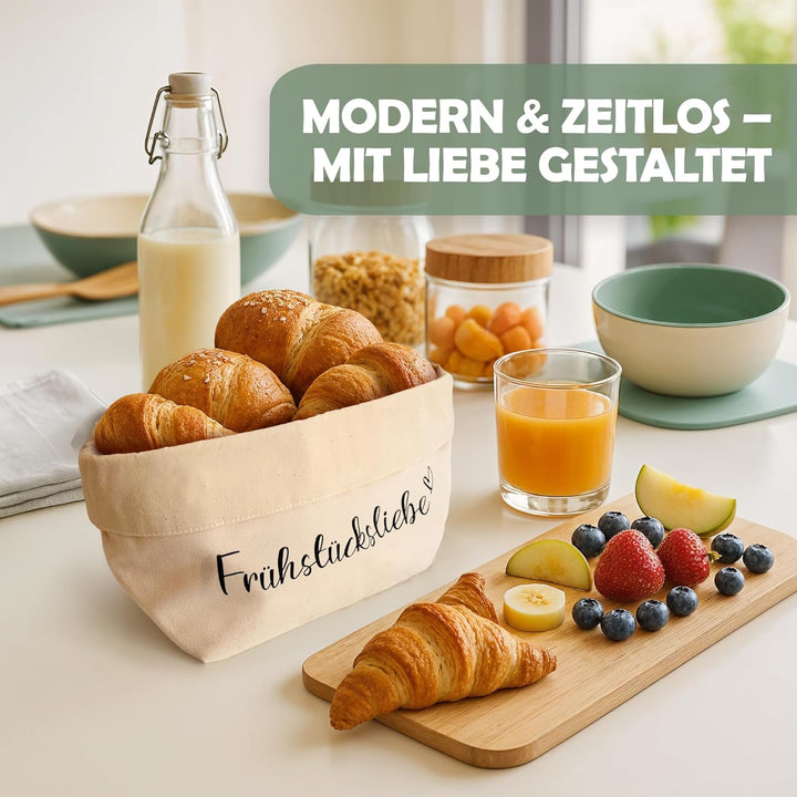 moderner Brotkorb aus Stoff | Brottasche | Brötchenkorb | Brotkorb modern! (Beige), Beige