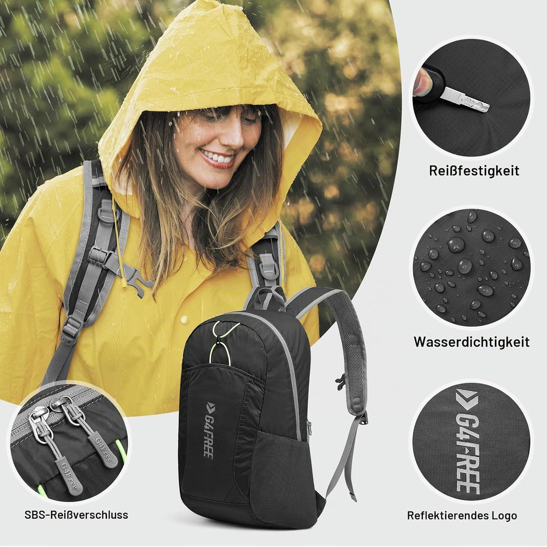 G4Free Faltbarer Leichter Rucksack 25L Unisex Tagesrucksack Kleiner Reiserucksack Wanderrucksack Tre