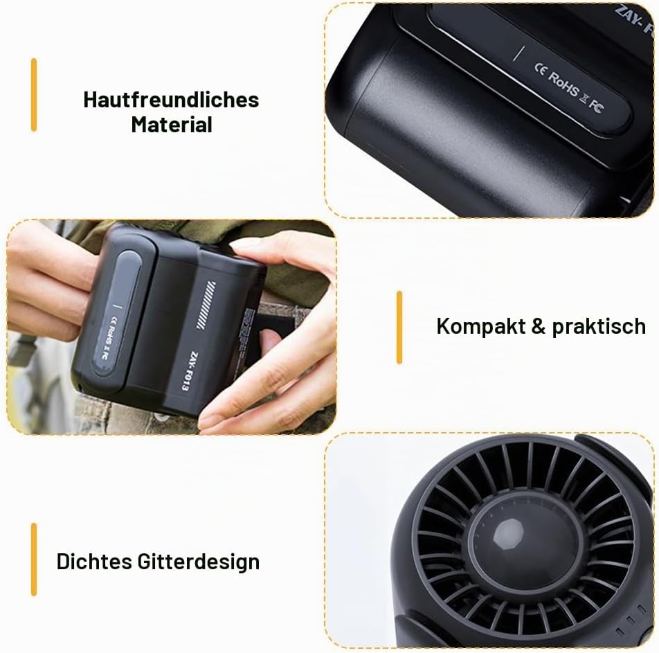 DONGKER Taillen-Clip-Ventilator, 4500mAh Mini Taillenlüfter, 3 Stufiger Tragbarer Handventilator mit