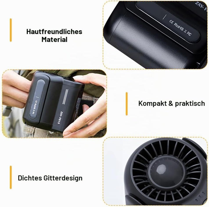 DONGKER Taillen-Clip-Ventilator, 4500mAh Mini Taillenlüfter, 3 Stufiger Tragbarer Handventilator mit