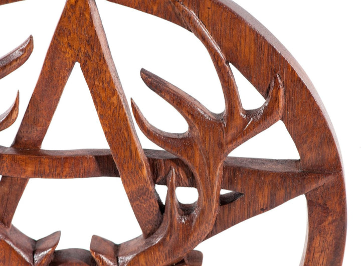 Windalf Keltische Wanddekoration CERNUNNOS Ø 25 cm Hirsch Pentagramm Wandfigur Celtic Wandkunst Schu