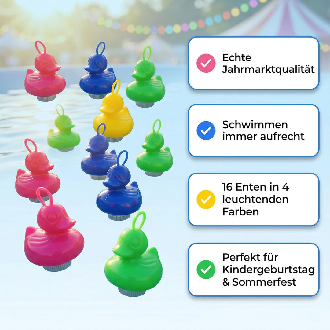 AMLI Enten Angeln | 16x bunt Entchen mit Öse & Gewicht | Entenangeln Spiel Wasser gross | Perfekt fü