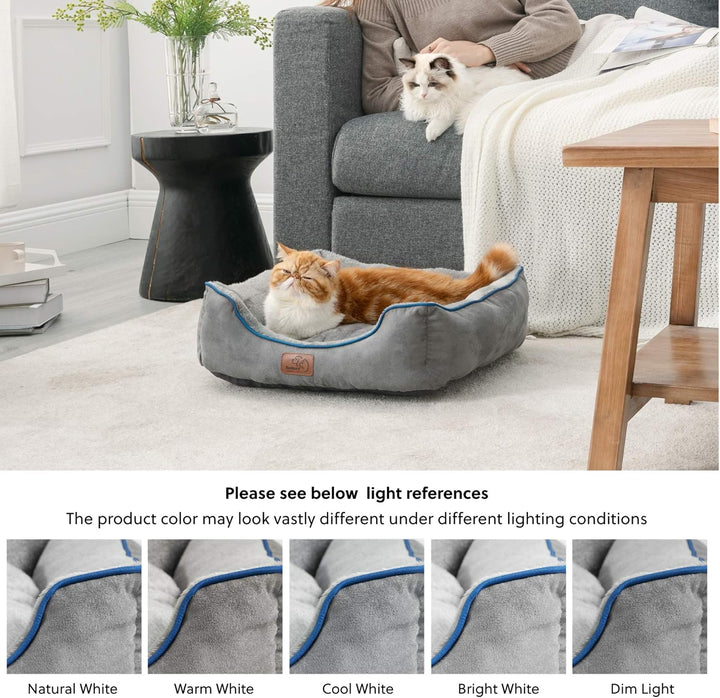 BEDSURE Katzenbett grosse Katzen waschbar - 51x48x15cm Katzen Bettchen Indoor für Katzen, quadratisc
