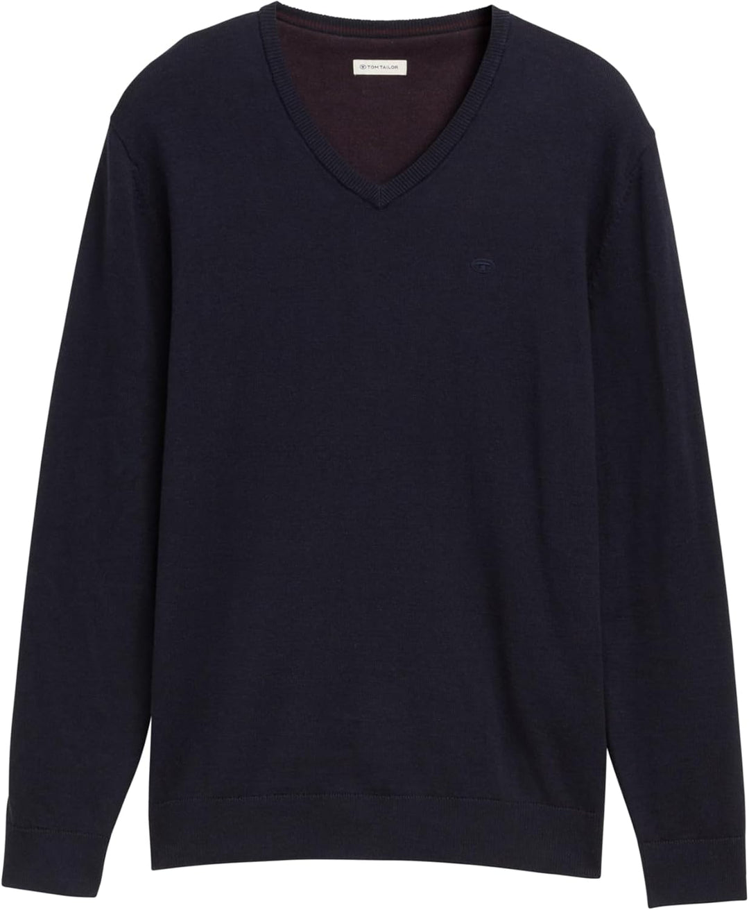 TOM TAILOR Herren Strickpullover mit V-Ausschnitt S 13160 - Knitted Navy Melange, S 13160 - Knitted