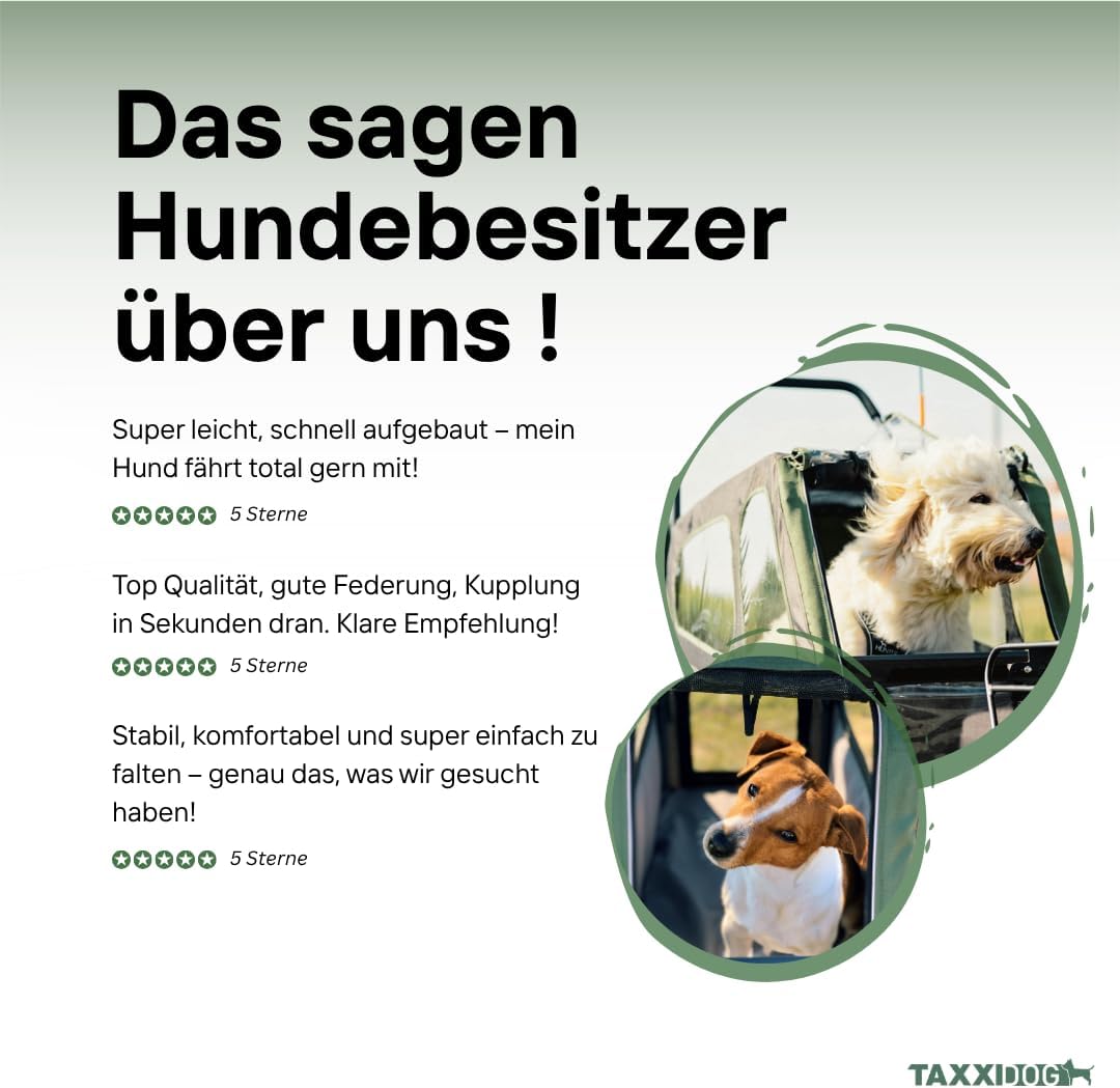TAXXI Dog M Hundeanhänger für Fahrrad – Stabiler Fahrradanhänger für Hunde bis 40kg – mit Einstieg v