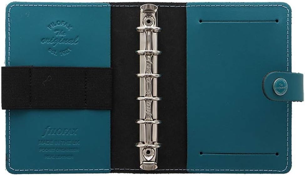 Filofax Pocket Organizer Leder A7 Zeitplaner Terminplaner The Original Dark Aqua Blau 026083 Dunkles