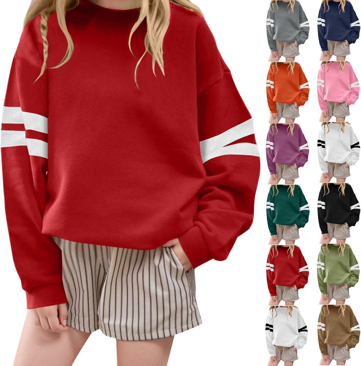Mädchen Langarmshirts Kinder Tops Mode Kleidung Sweatshirt Farbblock T-Shirt Bekleidung Oberteile Cl