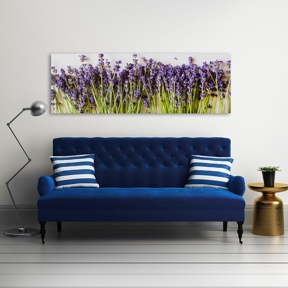 Feeby. Leinwandbild, Bilder, Wand Bild, Wandbilder, Kunstdruck 150x50 cm, LAVENDEL, NATUR, VIOLETT,
