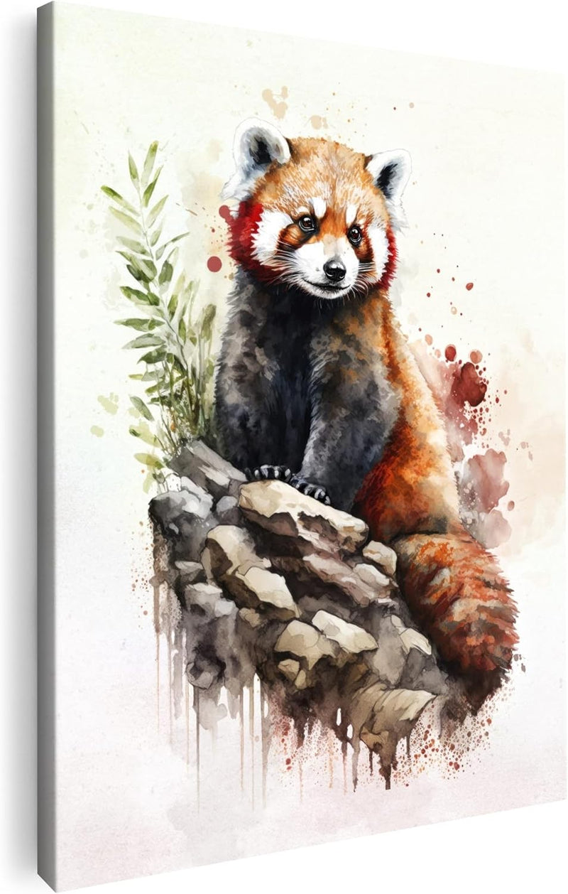 Artmazing | Katzenbärbild gross | Bilder Roter Panda modern auf Leinwand | Katzenbärbilder Modern |